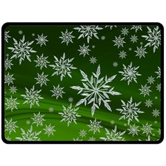 Christmas Star Ice Crystal Green Background Fleece Blanket (large)  by BangZart