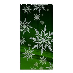 Christmas Star Ice Crystal Green Background Shower Curtain 36  X 72  (stall)  by BangZart