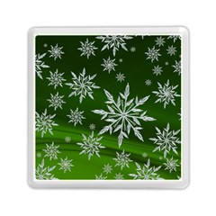 Christmas Star Ice Crystal Green Background Memory Card Reader (square)  by BangZart