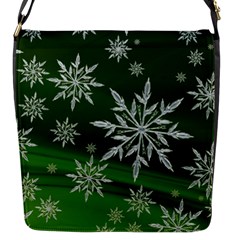 Christmas Star Ice Crystal Green Background Flap Messenger Bag (s) by BangZart