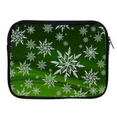 Christmas Star Ice Crystal Green Background Apple Ipad 2/3/4 Zipper Cases by BangZart