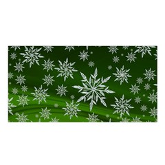 Christmas Star Ice Crystal Green Background Satin Shawl by BangZart