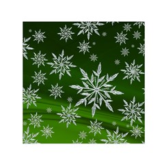 Christmas Star Ice Crystal Green Background Small Satin Scarf (square) by BangZart