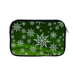 Christmas Star Ice Crystal Green Background Apple Macbook Pro 13  Zipper Case by BangZart