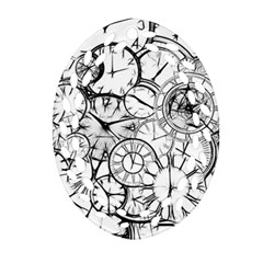 Time Clock Watches Time Of Oval Filigree Ornament (Two Sides)