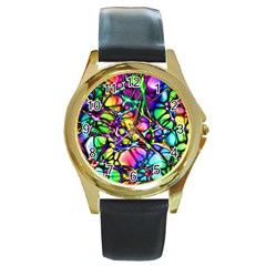 Network Nerves Nervous System Line Round Gold Metal Watch by BangZart