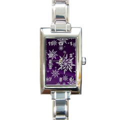 Christmas Star Ice Crystal Purple Background Rectangle Italian Charm Watch by BangZart