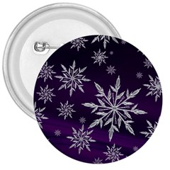 Christmas Star Ice Crystal Purple Background 3  Buttons by BangZart