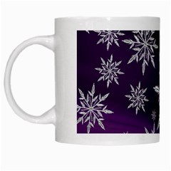 Christmas Star Ice Crystal Purple Background White Mugs by BangZart