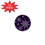 Christmas Star Ice Crystal Purple Background 1  Mini Magnet (10 pack)  Front