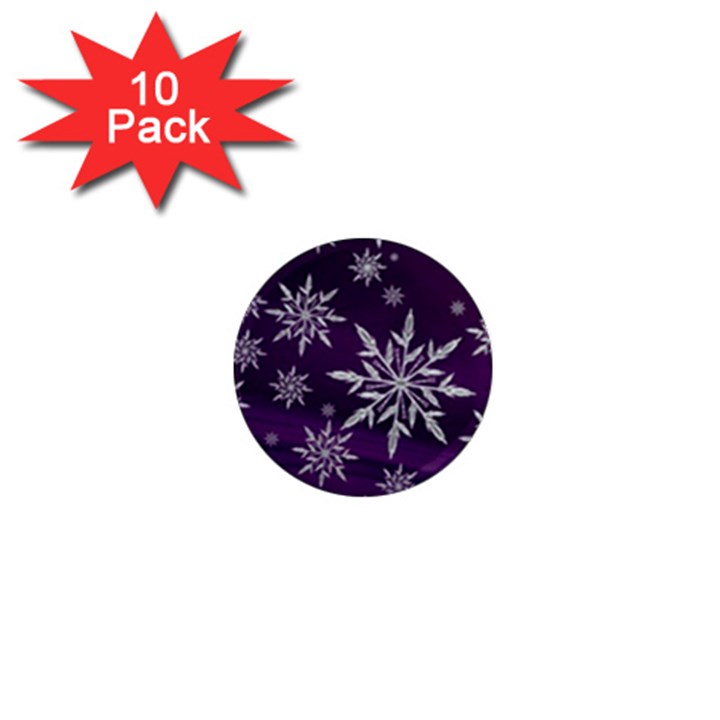 Christmas Star Ice Crystal Purple Background 1  Mini Magnet (10 pack) 