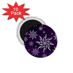 Christmas Star Ice Crystal Purple Background 1 75  Magnets (10 Pack)  by BangZart