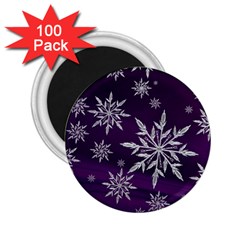 Christmas Star Ice Crystal Purple Background 2 25  Magnets (100 Pack)  by BangZart