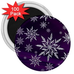 Christmas Star Ice Crystal Purple Background 3  Magnets (100 Pack) by BangZart