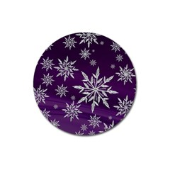 Christmas Star Ice Crystal Purple Background Magnet 3  (round) by BangZart