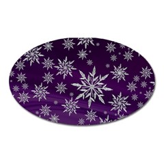 Christmas Star Ice Crystal Purple Background Oval Magnet by BangZart