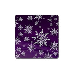 Christmas Star Ice Crystal Purple Background Square Magnet by BangZart