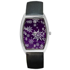 Christmas Star Ice Crystal Purple Background Barrel Style Metal Watch by BangZart