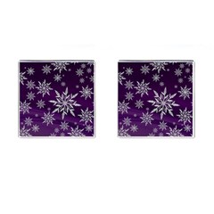 Christmas Star Ice Crystal Purple Background Cufflinks (square) by BangZart