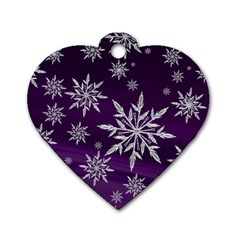 Christmas Star Ice Crystal Purple Background Dog Tag Heart (two Sides) by BangZart