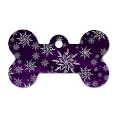 Christmas Star Ice Crystal Purple Background Dog Tag Bone (one Side) by BangZart