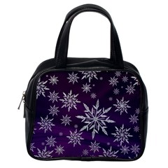 Christmas Star Ice Crystal Purple Background Classic Handbags (one Side) by BangZart