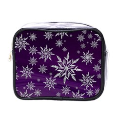 Christmas Star Ice Crystal Purple Background Mini Toiletries Bags by BangZart