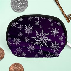 Christmas Star Ice Crystal Purple Background Accessory Pouches (medium)  by BangZart