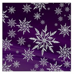 Christmas Star Ice Crystal Purple Background Large Satin Scarf (square) by BangZart