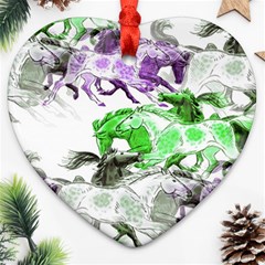 Horse Horses Animal World Green Ornament (heart) by BangZart