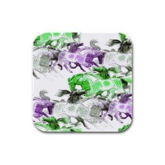 Horse Horses Animal World Green Rubber Square Coaster (4 Pack)  by BangZart