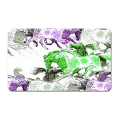 Horse Horses Animal World Green Magnet (rectangular) by BangZart