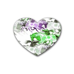 Horse Horses Animal World Green Rubber Coaster (heart)  by BangZart