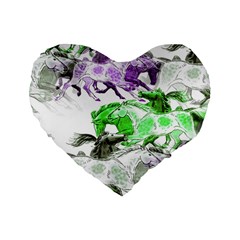 Horse Horses Animal World Green Standard 16  Premium Heart Shape Cushions by BangZart