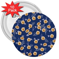 Golden Roses 3  Buttons (10 Pack)  by jumpercat