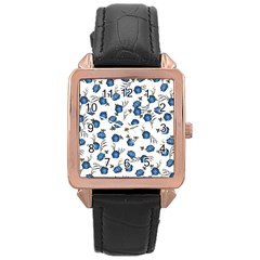 Blue Roses Rose Gold Leather Watch  by jumpercat