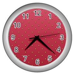 Strawberry Pattern Wall Clocks (silver)  by jumpercat