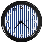 Blue Stripes Wall Clocks (Black) Front