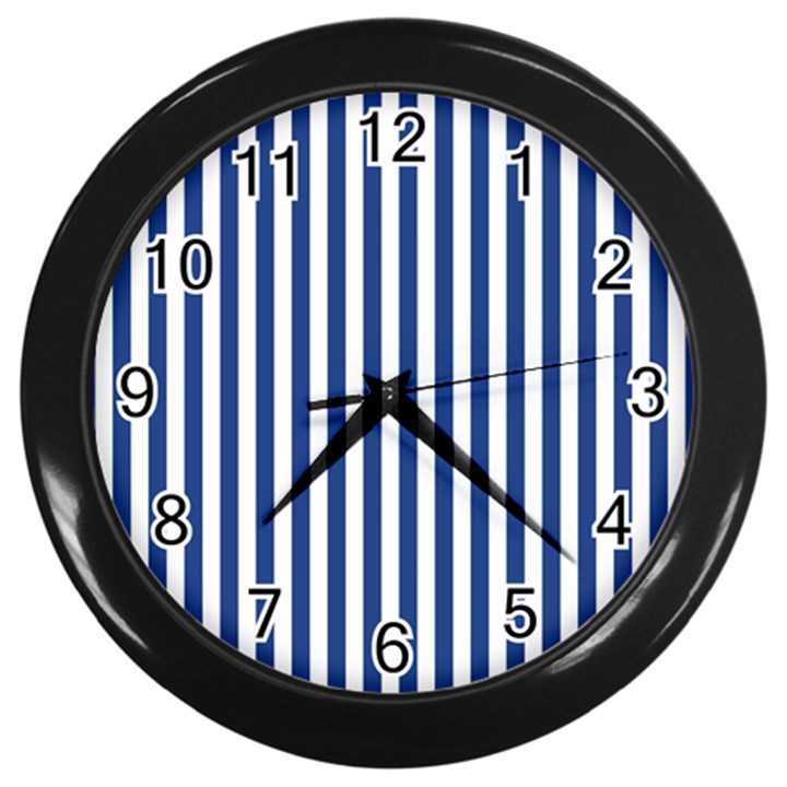 Blue Stripes Wall Clocks (Black)