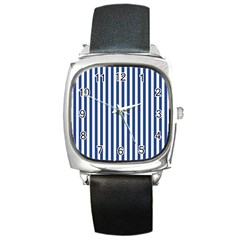 Blue Stripes Square Metal Watch by jumpercat