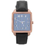 Blue Stripes Rose Gold Leather Watch  Front