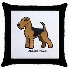 Airedale Terrier Black Throw Pillow Case by Bigfootshirtshop