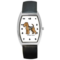 Airedale Terrier Tonneau Leather Watch by Bigfootshirtshop