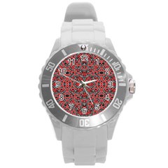 Exotic Intricate Modern Pattern Round Plastic Sport Watch (l) by dflcprints