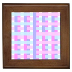 Gingham Nursery Baby Blue Pink Framed Tiles by BangZart