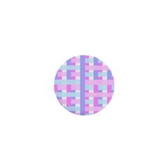 Gingham Nursery Baby Blue Pink 1  Mini Magnets by BangZart