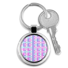 Gingham Nursery Baby Blue Pink Key Chains (round)  by BangZart