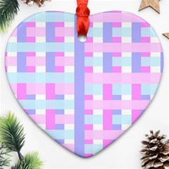 Gingham Nursery Baby Blue Pink Heart Ornament (two Sides) by BangZart