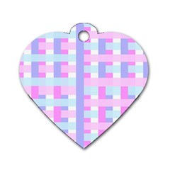 Gingham Nursery Baby Blue Pink Dog Tag Heart (two Sides) by BangZart