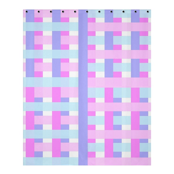 Gingham Nursery Baby Blue Pink Shower Curtain 60  x 72  (Medium) 